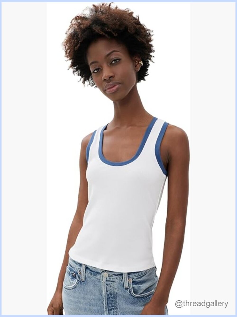 Sirena Colorblocked Tank Top - Ribbed Knit, Scoop Neck, Sleeveless, Stretchy